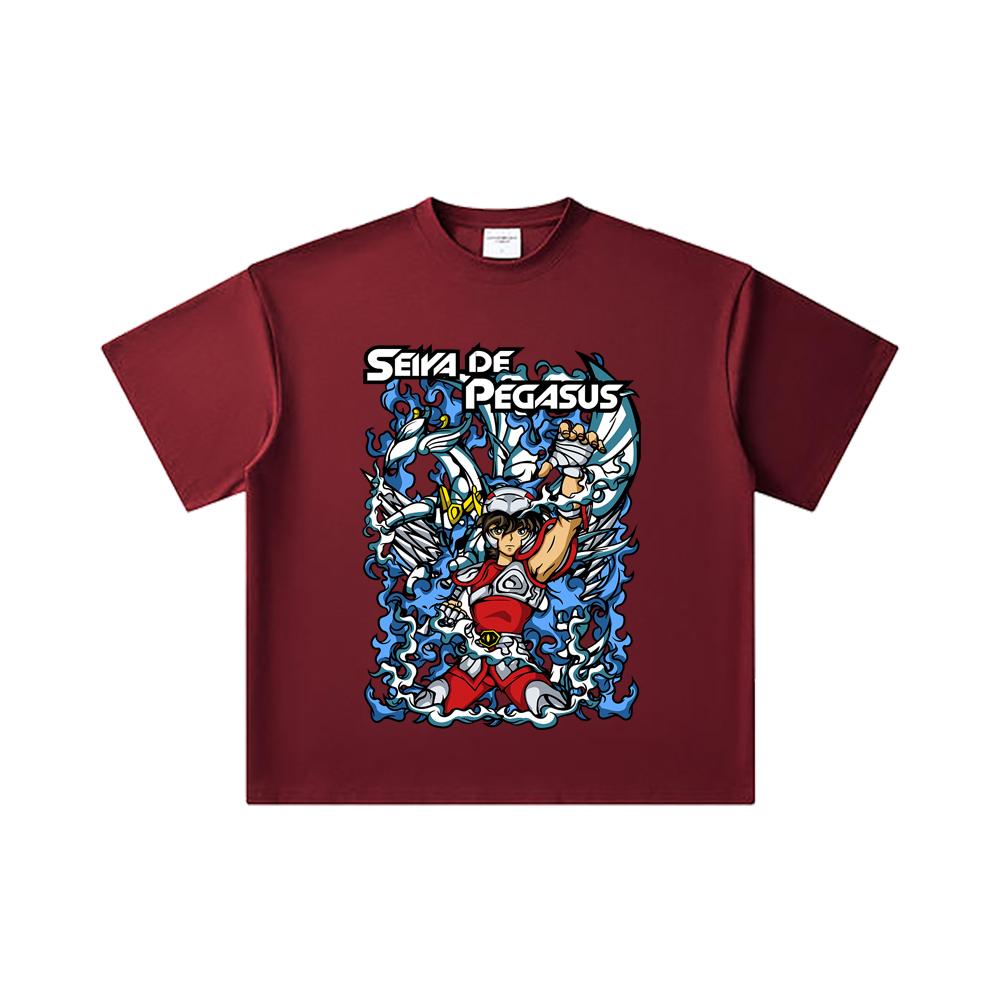260 GSM Double Yarn 32 Count 100% Cotton Saint Seiya V15 Pegasus Print Unisex Heavy Cotton T Shirt… More