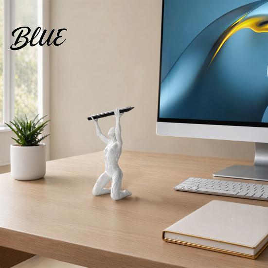Home Office Organizer 3D Printed Kneeling Pen Holder Weightlifting Design Organizer Matte White Holder Creative Pencil for Desktop Decoration