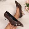 Retro Leopard Print Medium Heel Light Mouth Single Shoes Women's Cross-border Spring and Autumn Models Wedge Heel Fashion Shoes High Heels