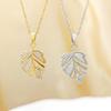 Elegant Autumn Leaf Zircon Pendant Necklace – Korean Style Clavicle Chain