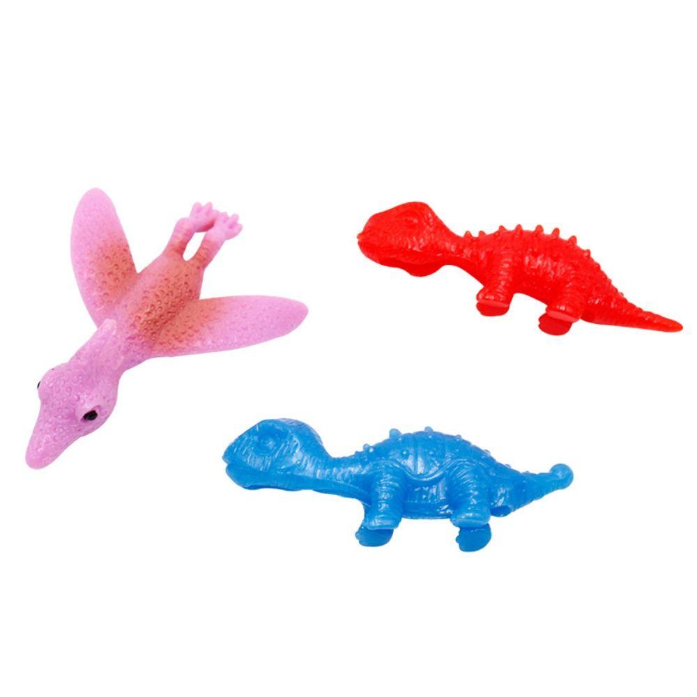 5pcs Elastic Launch Dinosaur Plastic Flying Dinosaur Finger Toys Finger Ejection Dinosaur  Kids Toys