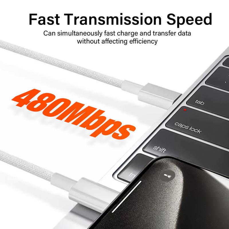 240W USB C To C Type C Super Fast Charging Cable Braided Cord for MacBook Pro iPhone 17 16 15 Pro Ipad DELL Laptop 2 Meter Long