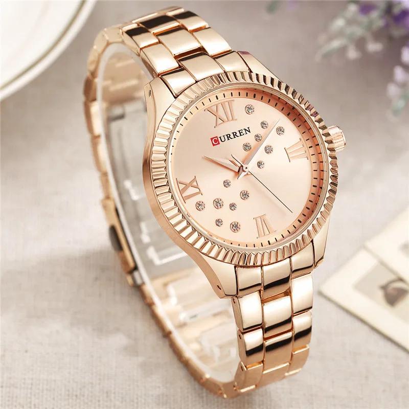 CURREN Nouvelle Montre Femme Tendance Marque Haut de Gamme Luxe Dame Fille Montre-bracelet Or Rose Bracelet Acier Inoxydable Montre Féminine Cadeau