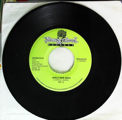 7inch Record MR. G - Girls Dem Sexy / Runaway Train NONE Young Blood Rec Jamaica Reggae, Ska & Dub Used