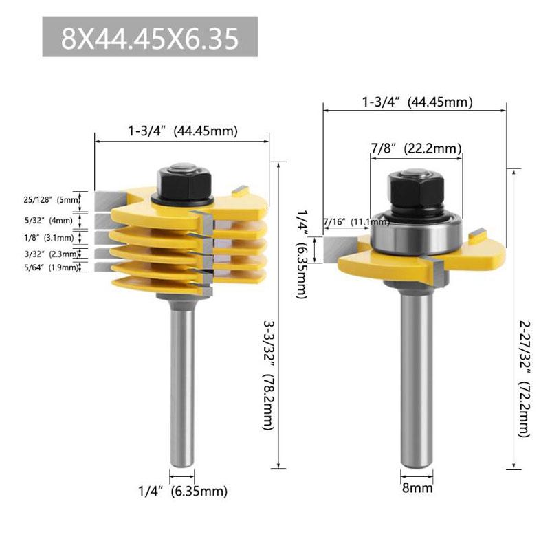 3 Wing Router Bits Set 7pcs Blade Cemented Slot Knife Cutters Carbide Milling Cutter for Wood 6mm 1/4inch 8mm12mm 1/2inch Shank