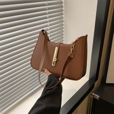 2024 New Korean Version of Simple Foreign Design Shoulder Bag Women's Fashion Temperament This Year Popular Solid Color Underarm Bag