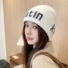 Big Head Circumference Letter Wool Hat Women'S Season Warm Ear Protection Knitted Hat Outdoor Mountaineering Skiing Cold Hat
