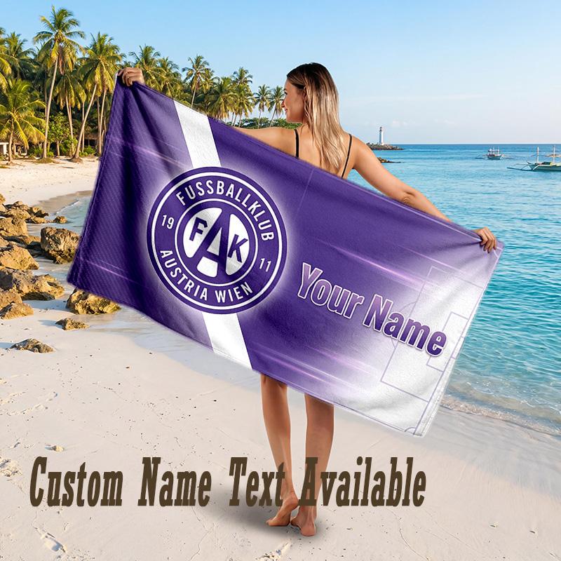 Austria Wien FC Design Beach Towel Custom Text Large Towel for Beach Vacation