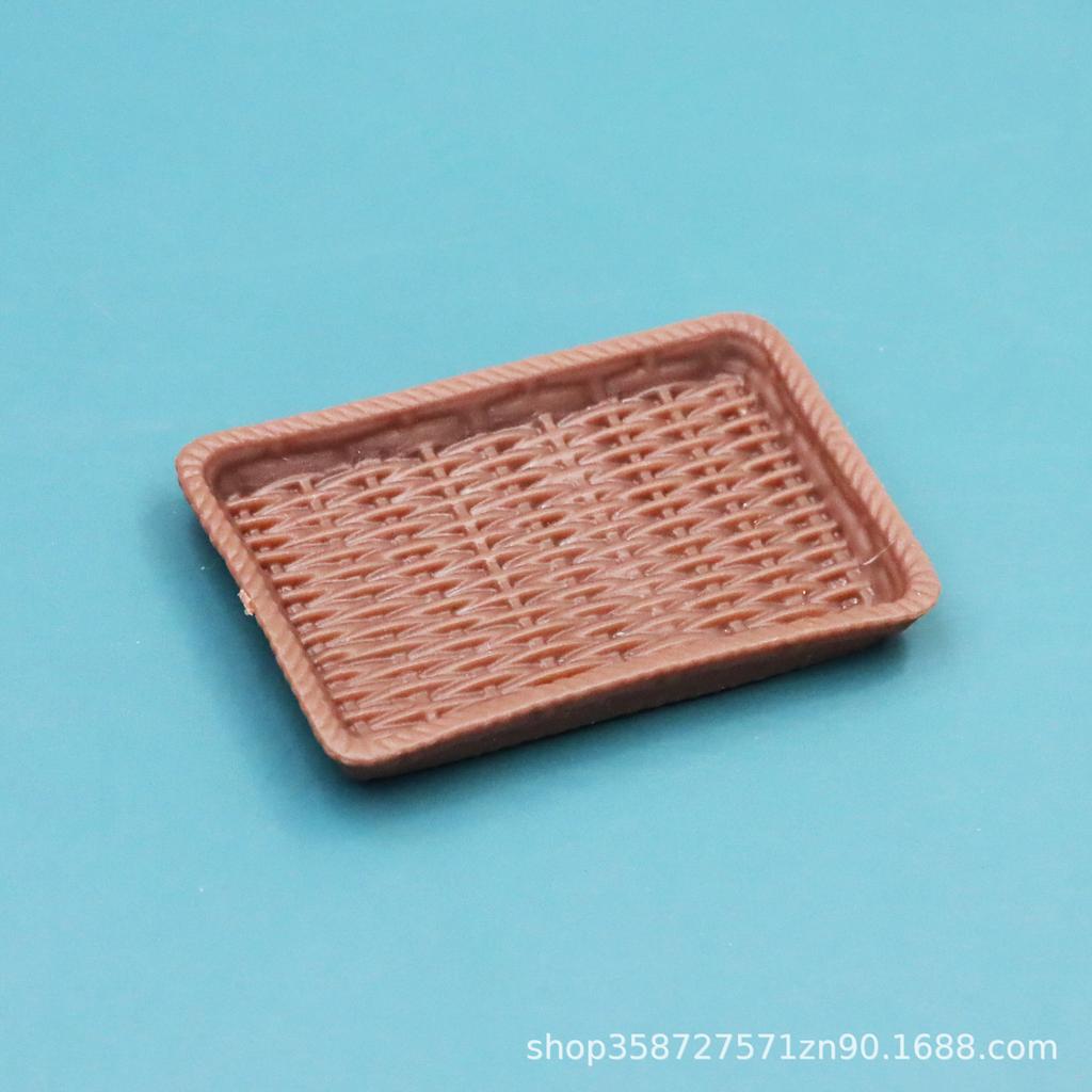 Doll House Simulation Mini Rattan Plate Pastry Plate Dessert Plate Accessories Mini Food Play Tableware Play House Small Toys