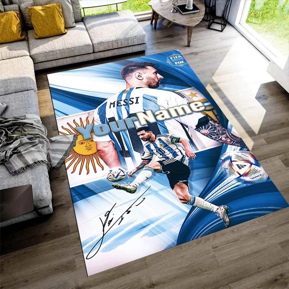 Messi Customizable Name Area Rug Design for Kitchen Dormitory Game Room Playrooms Antislip Carpet Anime Office Decor