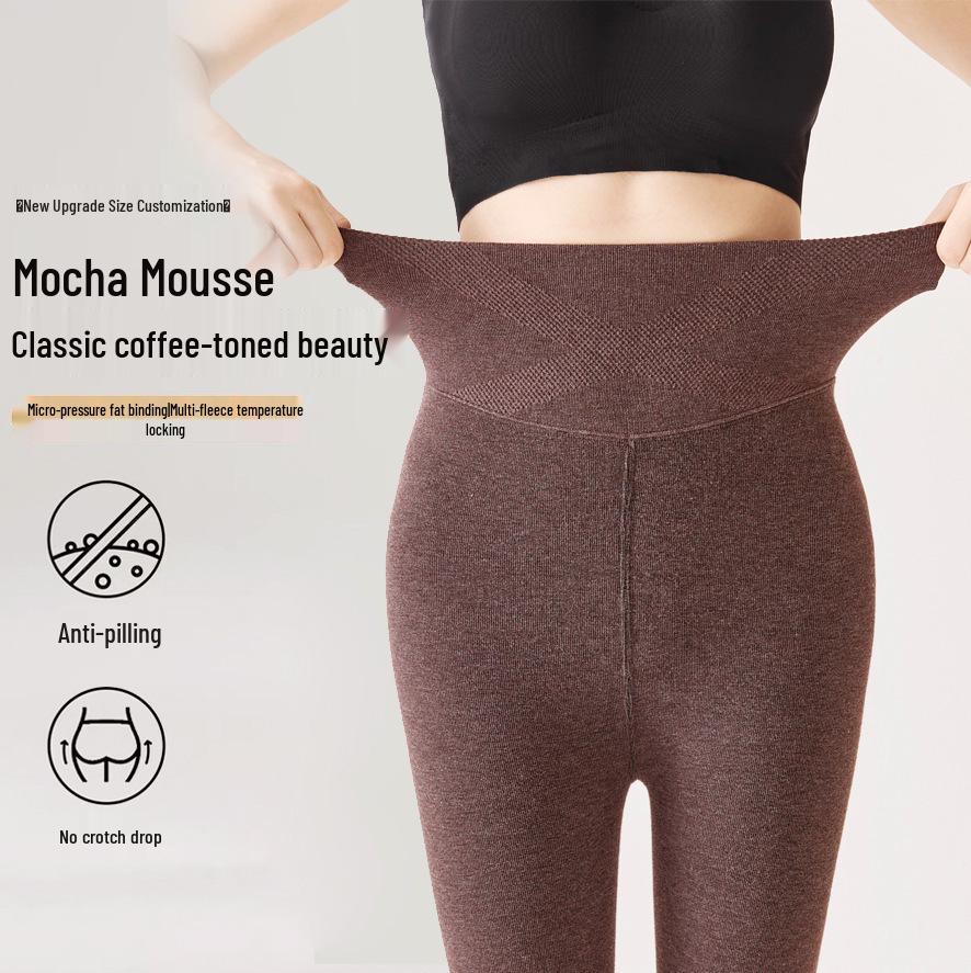 Tall Women's Extra Long Compression Leggings - Anti-Roll Fleece Lined Tights for Autumn/Winter