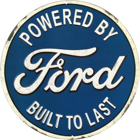 Open Road Brands Ford Built to Last Round Embossed Metal Sign
