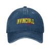 Cappellini da Baseball Invincible Bloody Logo Uomo Donna Cappelli Lavati in Denim Usurato Cartoni Animati Anime Cappellino Vintage da Esterno per Corsa Snapback