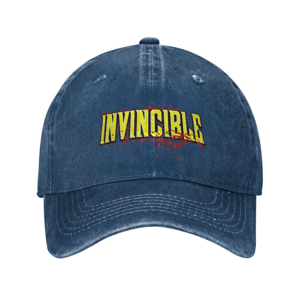 Cappellini da Baseball Invincible Bloody Logo Uomo Donna Cappelli Lavati in Denim Usurato Cartoni Animati Anime Cappellino Vintage da Esterno per Corsa Snapback