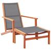 Garden Chair with Footrest - VIDAXL - Grey - Solid Eucalyptus Wood - Breathable Textilene