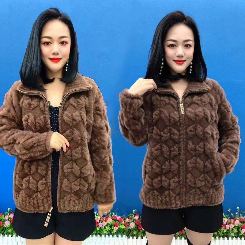 Autumn and Winter Jackets, Women's Imitation Mink Fleece Jackets, Cold-proof and Warm Outerwear