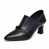 Pointed high heels women's shoes new first-layer cowhide stiletto fashion shoes one shoe two wear deep single shoes