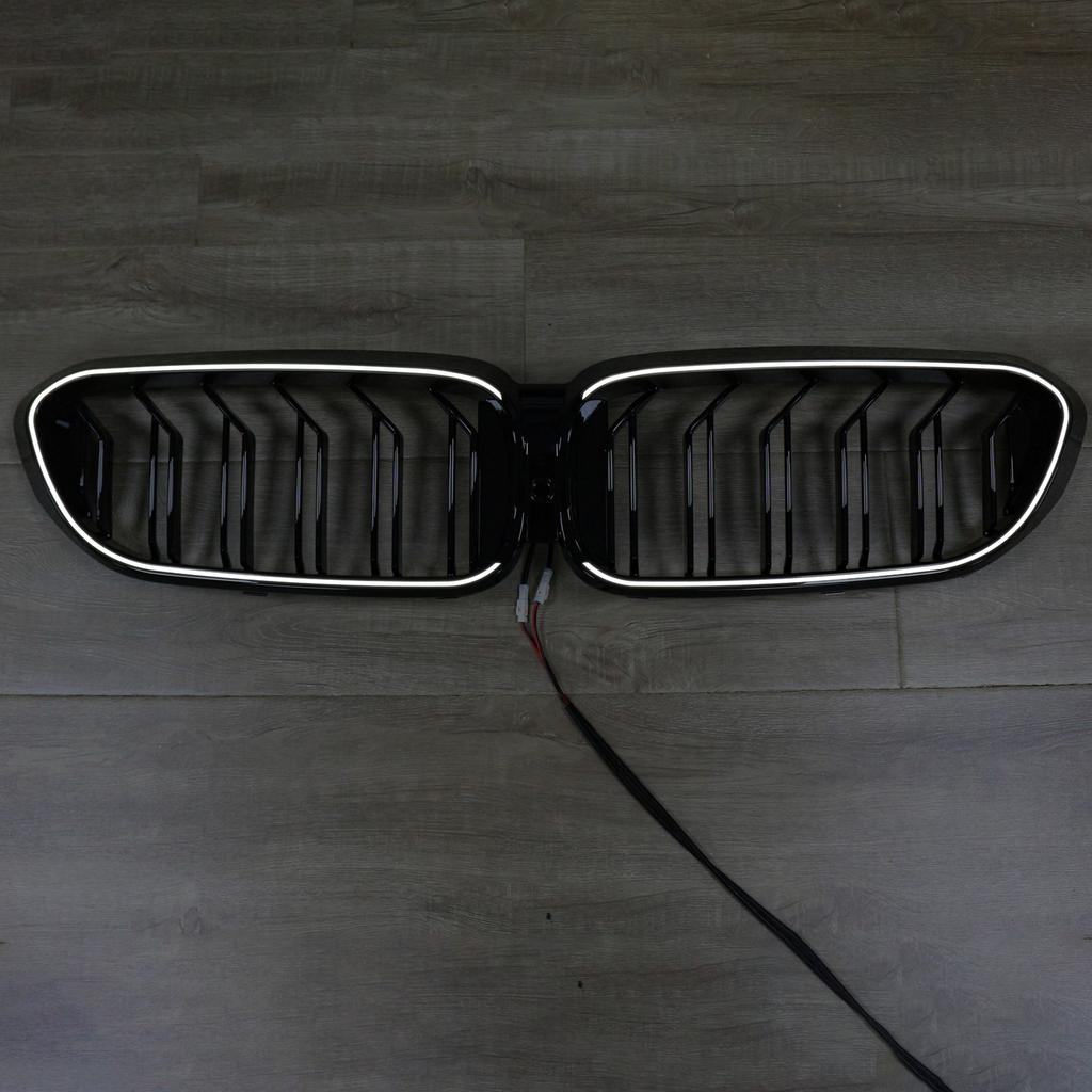 Double Slat Front Kidney Grille Fit BMW 5 Series G30 G31 2017-2020 Gloss Black