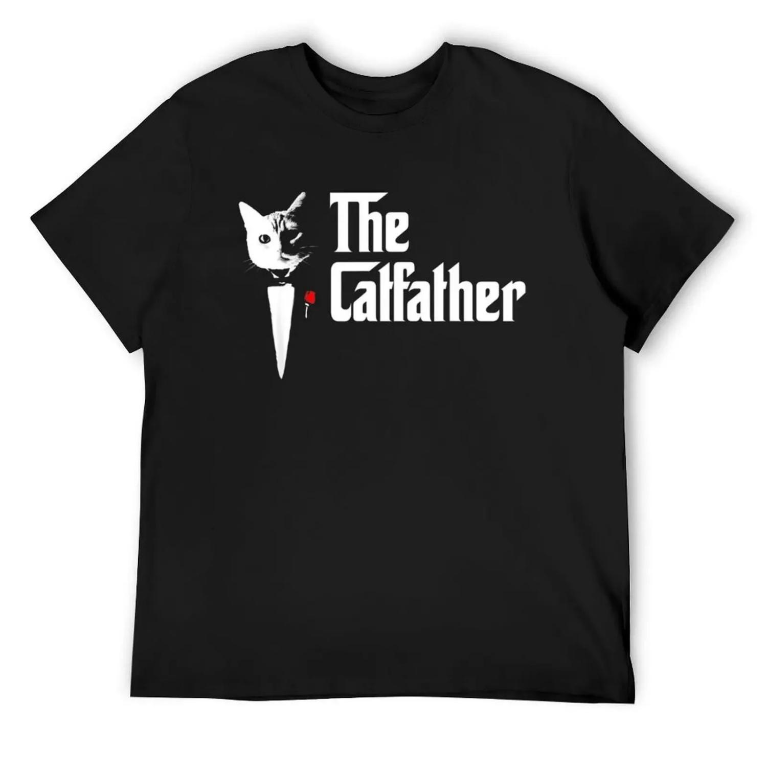 

The Catfather Father Of Cats Funny Cat Dad T-Shirt cotton graphic tees anime T-shirts man men clothing XXXXXL чорний