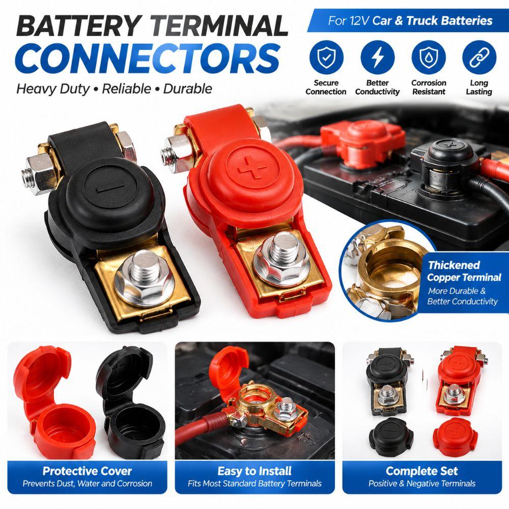 2pcs Quick Release Battery Terminal Clamp Negative Positive Top Post Clamp Truck Accessories