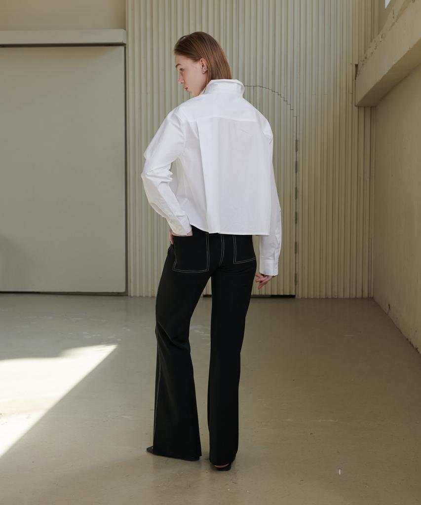 Eonmyuteu Stitch Detail Flared Pants_Black