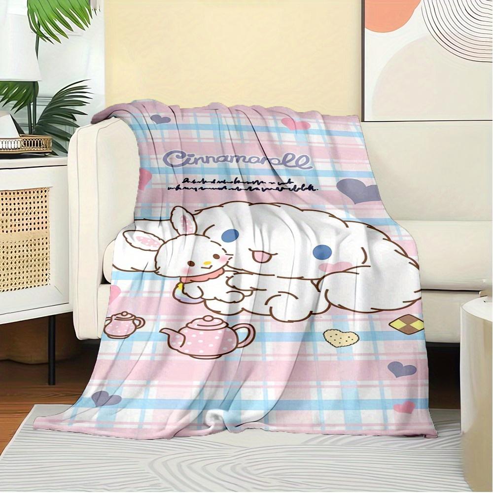 1pc Cinnamoroll, Cute, PlaidDigital Print Flannel Throw Blanket, Super Soft Plush Fleece Bedspread, Multipurpose All-Season Hypoallergenic C