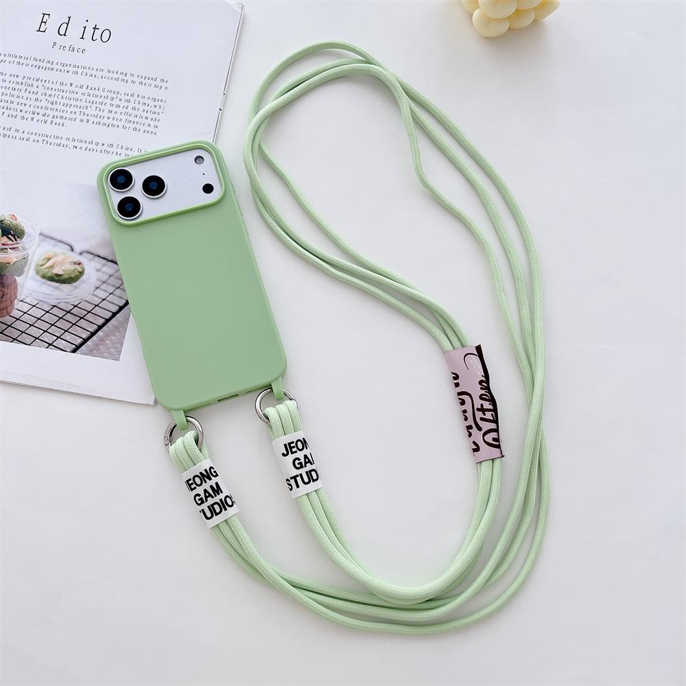 Phone Case for IPhone 17 Air 16E 15 14 Plus 13 12 11 Pro 17 Pro Max Crossbody Necklace Strap Lanyard Candy Color Silicone Cover