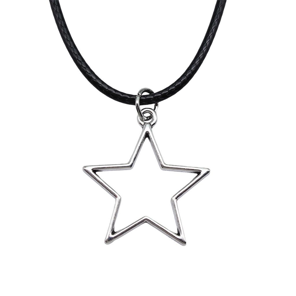 Star Pendant Necklace Vintage Minimalist Moon Sun Charms Cosmic Jewelry With 45cm Leather Chain