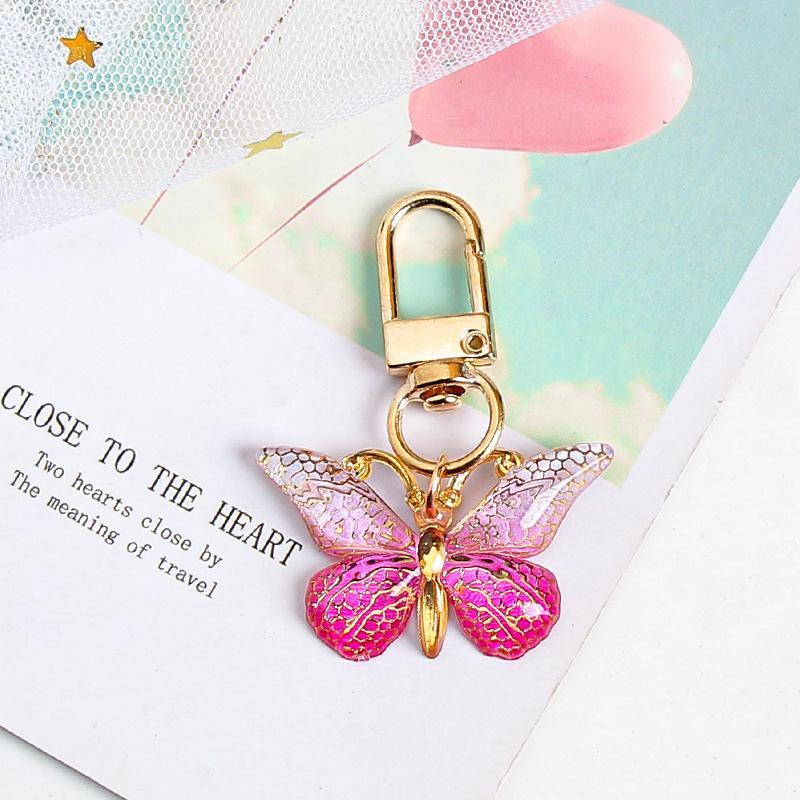 10Pcs Gradient Color Alloy Pendant Key Ring Clip Hook Butterfly Enamel Keychain For Handbag Backpack Car Keys Diy Accessory