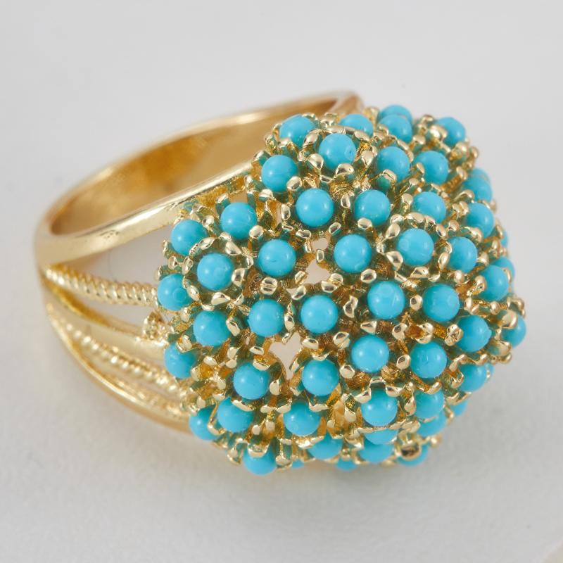 Wunderschöner Ring mit Imitationstürkis in Goldfarbe für Damen, elegantes Vintage-Schmuckzubehör für Hochzeiten und Bankette, Geschenke