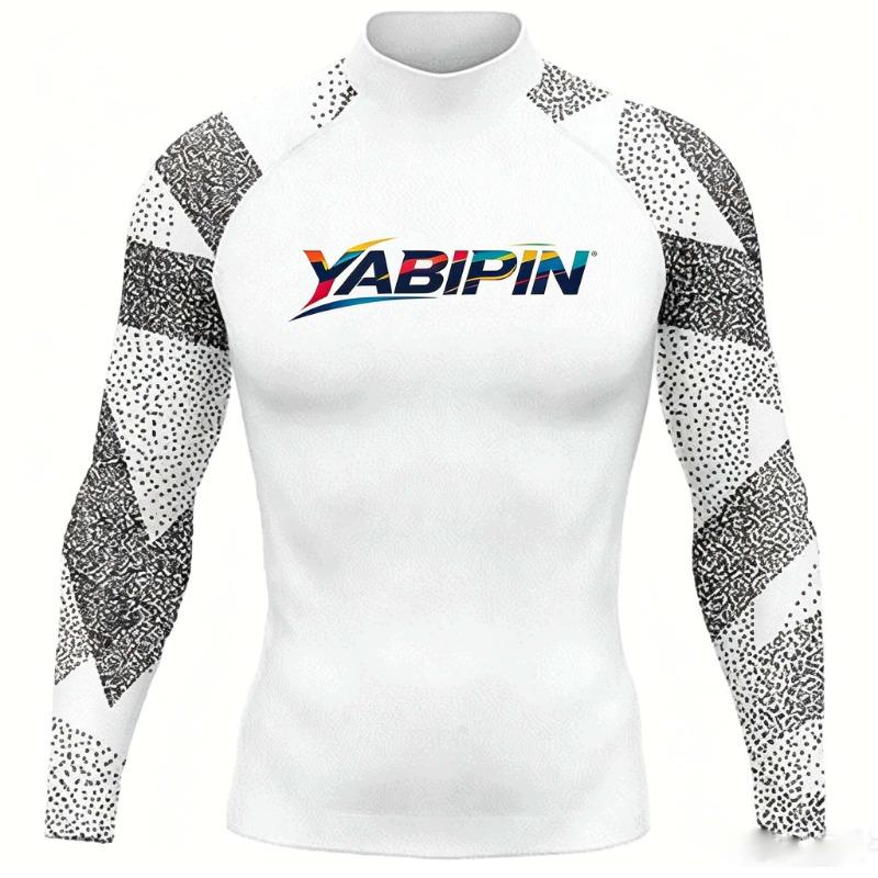 Men's Long Sleeve Mock Neck Rash Guard – UV Protection Quick-Dry Swim Shirt for Surfing, Diving & Beach Fishing