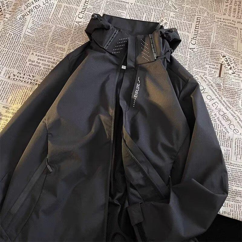 

American-Style Men s Outdoor Windproof Waterproof Jacket - Spring/Autumn Sportswear Cardigan 3XL чорний