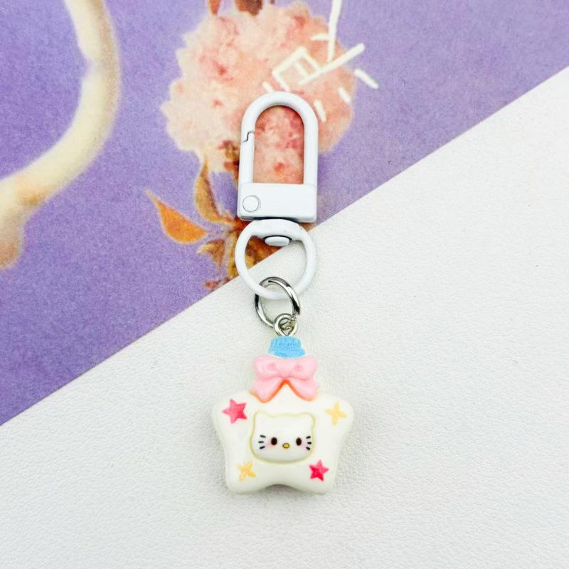 Colorful Star and Heart Cat Keychain Backpack Charm for Girly Style and Best Friends