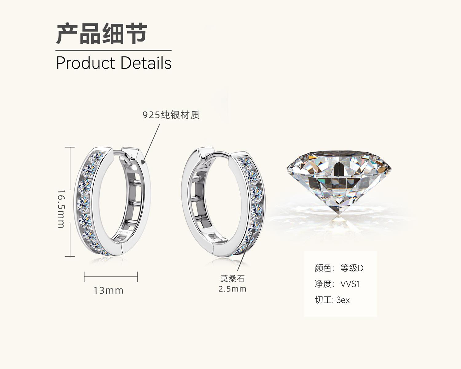 

Silvere Glam - самые продаваемые серьги и кольца из муассанита высокого класса, женские легкие, роскошные, милые и стильные, аксессуары для ушей из стерлингового серебра 925 пробы 0.48 carats+0.48 carats белый