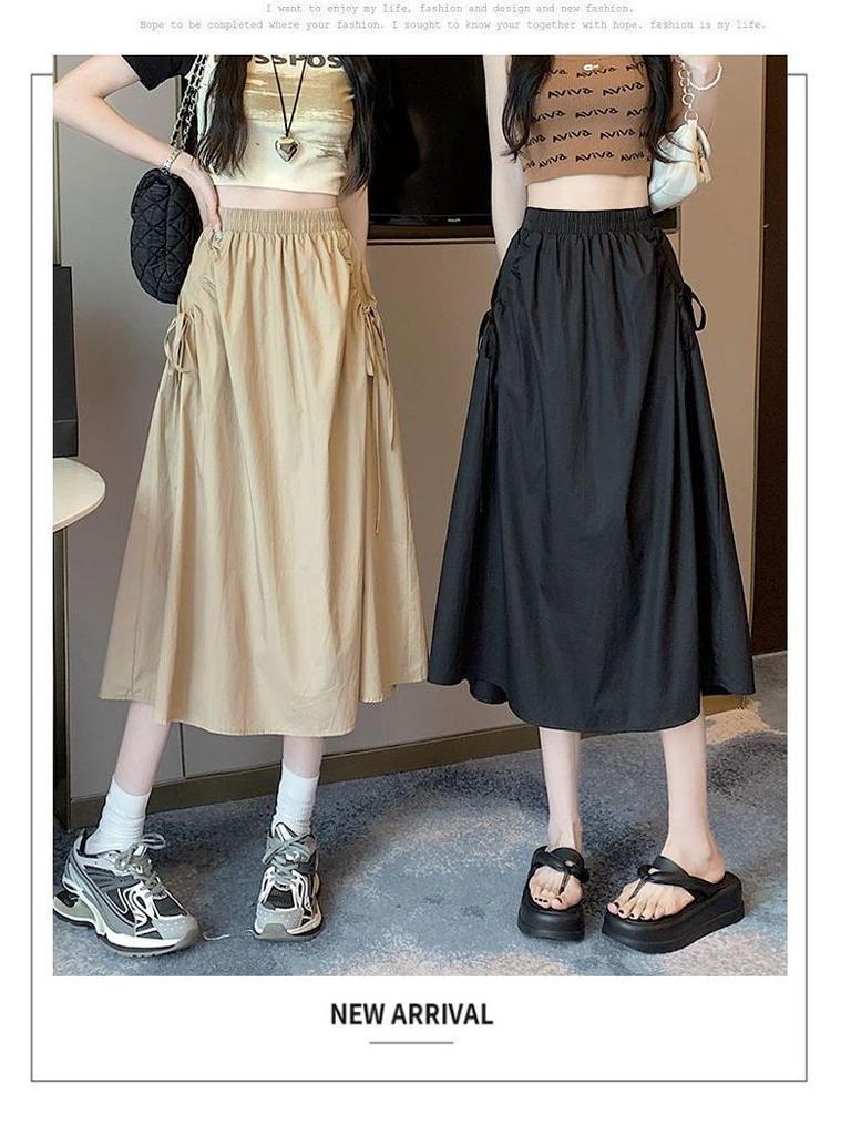 Women's Quick-Drying A-Line Midi Skirt - Summer High Waist, Slimming, Versatile, and Casual