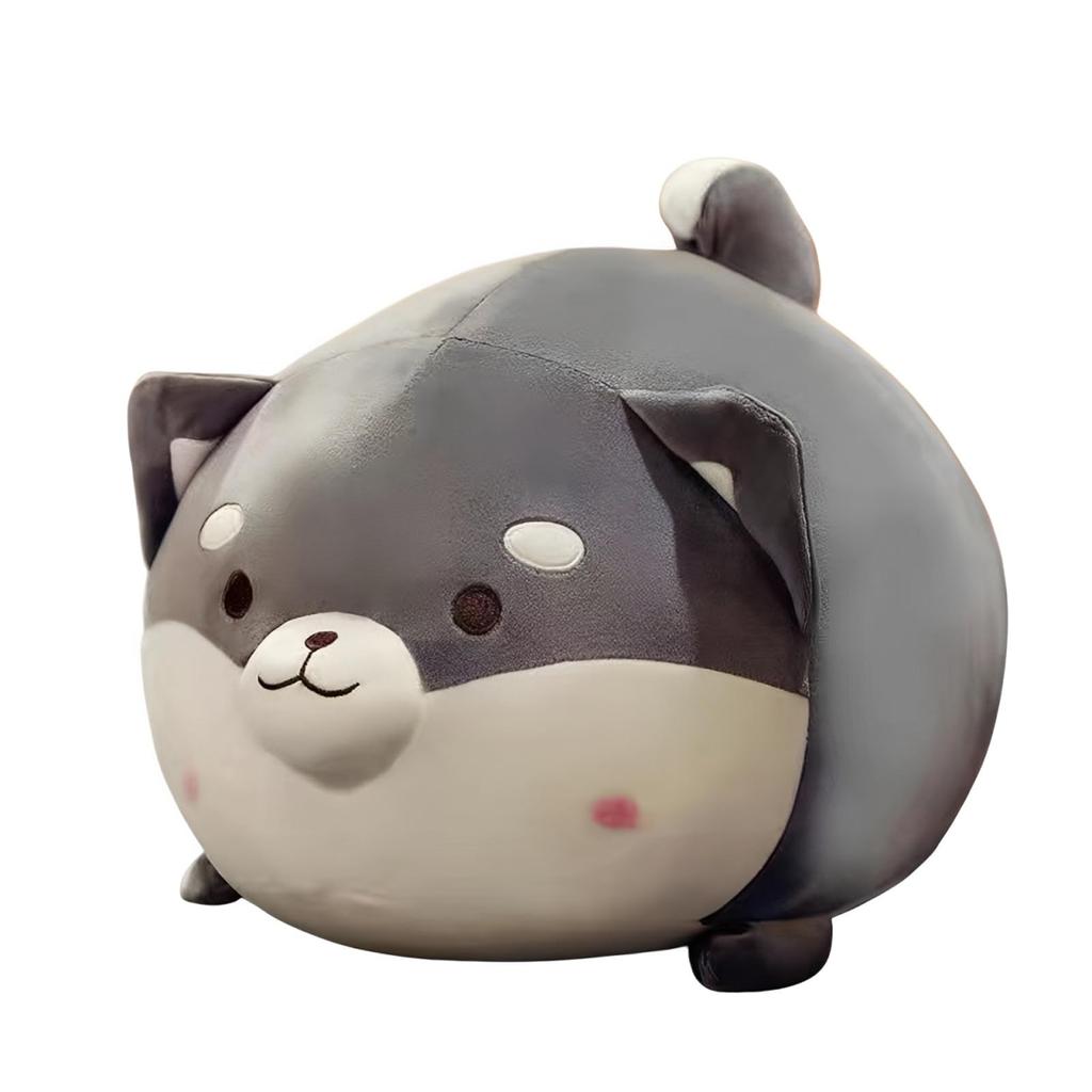 SESHIS Shiba Inu Plush Body Pillow, Cotton Pillow, Dog Interior Decor, Smile, Gray