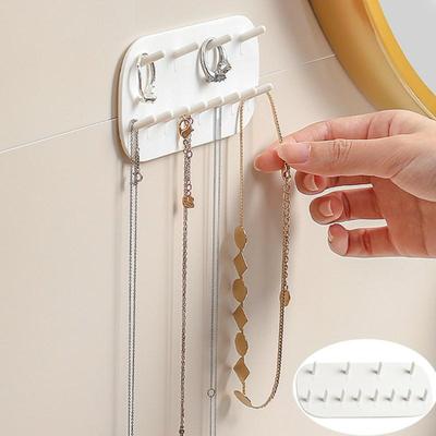 12 Hooks Hanging Jewelry Display Necklace Earring Bracelet Organizer Stand Rack Holder Adhesive Paste Wall Hanger For Jewellery