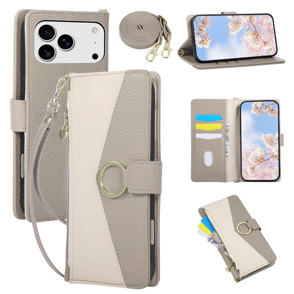 Zipper Pocket Phone Case for IPhone 17E 17 16 15 14 13 12 11 Pro Max 7 8 Plus Cossbody Leather Cards Wrist Strap Wallet Cover