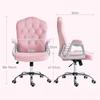 Sedia da Ufficio, Schienale Reclinabile, Altezza Regolabile, Aspetto Velluto, fino a 120 kg, Rosa