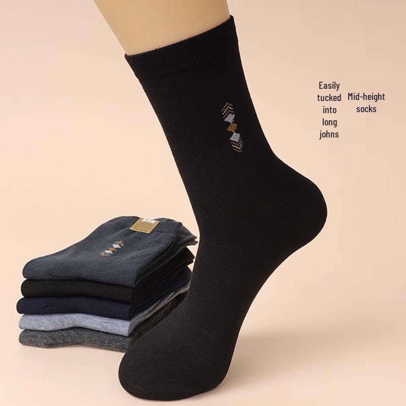 Men's Breathable & Deodorant Mid-Tube Sports Socks - Sweat-Absorbent, Thickened for Spring & Autumn.
