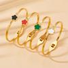 Gold Plated Stainless Steel Lucky Five Leaves Clover Bracelet for Women Adjustable Fashion Classic Jewelry  Accessories Gifts