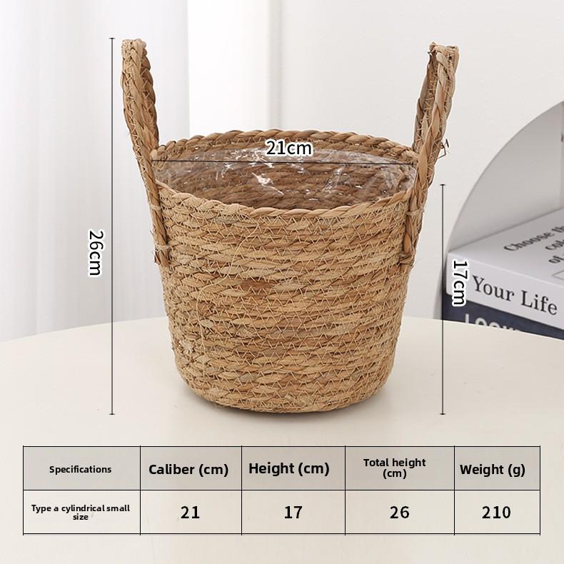Nordic Extra Large Straw Woven Flower Pot for Green Plants Seaweed Storage Basket Handmade Floor Indoor Decorative Planter