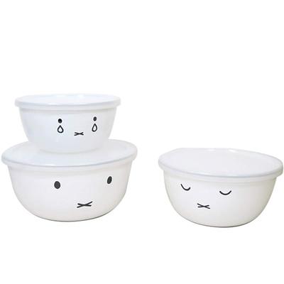 Mixing Ball 3 Piece Set Miffy Face Series [Fuji Enamel] 0.8L 1.2L 1.8L