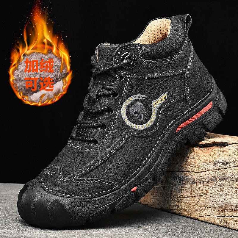 Outdoor Men's Boots Genuine Leather Casual Shoes Climbing Hiking Shoes Warm Winter Boots for Men Shoes Platform Snow Boot