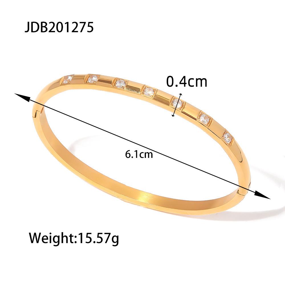 Jieding Stainless Steel Zircon & Titanium Open Bangle Bracelet