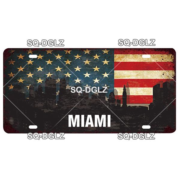 [SQ-DGLZ] Famous City License Plate Metal Sign Vintage Plaque Country Tin Sign Wall Decor Bar Decor Travel Poster