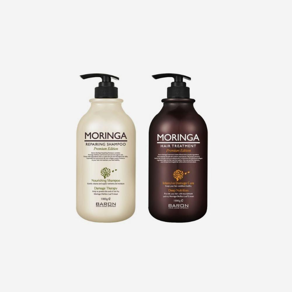 Baron Moringa Shampoo 1000ml 1 Pcs + Treatment 1 Pcs
