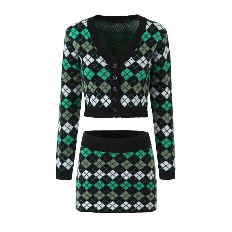 

Niche Style Sexy Wind V Neck Quilted Sweaters Cardigan Quilted Suit(High quality) M