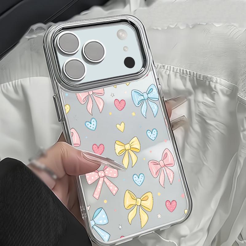 Colorful Bowknots Print Case For iPhone 17 18 Pro Max 17E iPhone 16 15 14 13 Pro Max Plating Lens Frame Clear Soft Cover