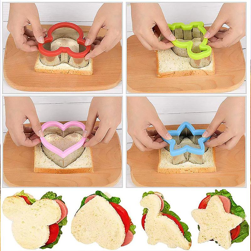 Sandwich Cutters Set for Children Food Cookie Maker Bread Biscuits Mold DIY Cute Shape Baking Accessories for Lunch Bento Box